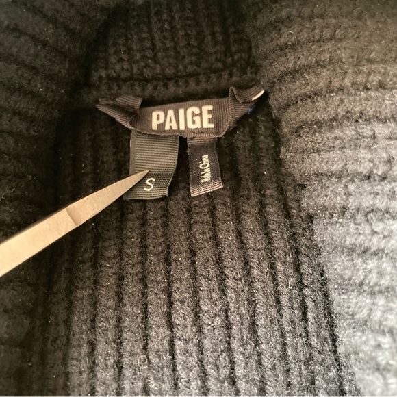 PAIGE | Lorilee Rollneck Cutout Cableknit Sweater Black Sz S - Picture 6 of 7